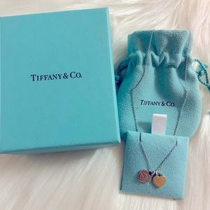 🩷Authentic Tiffany & CO. Return to Tiffany Mini Double Heart Necklace Pink